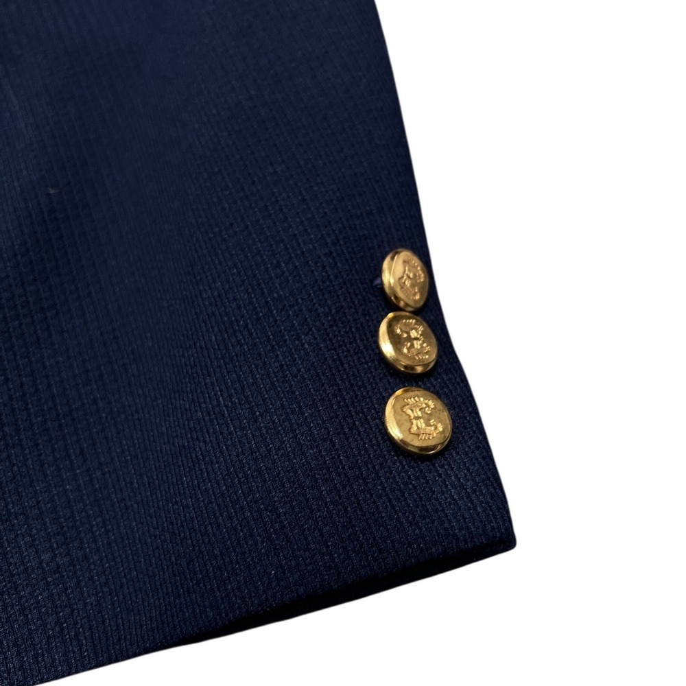 1960s McGregor Blazer Jacket Mens 42L Navy Blue Gold Buttons Paisley Lining USA - Picture 4 of 8